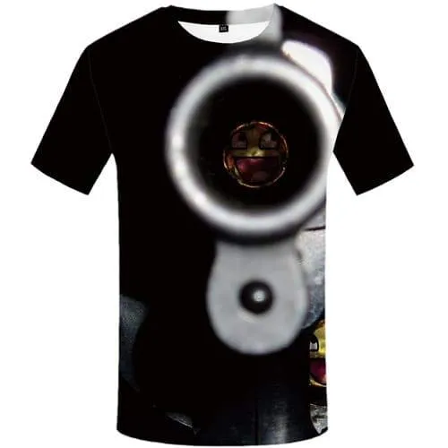 Gun T shirts Men Metal Tshirts Casual Military Shirt Print Fantasy T-shirts Graphic Black Tshirts Cool Short Sleeve summer