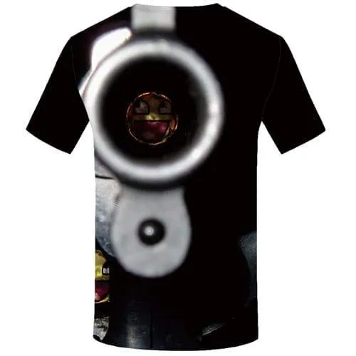 Gun T shirts Men Metal Tshirts Casual Military Shirt Print Fantasy T-shirts Graphic Black Tshirts Cool Short Sleeve summer