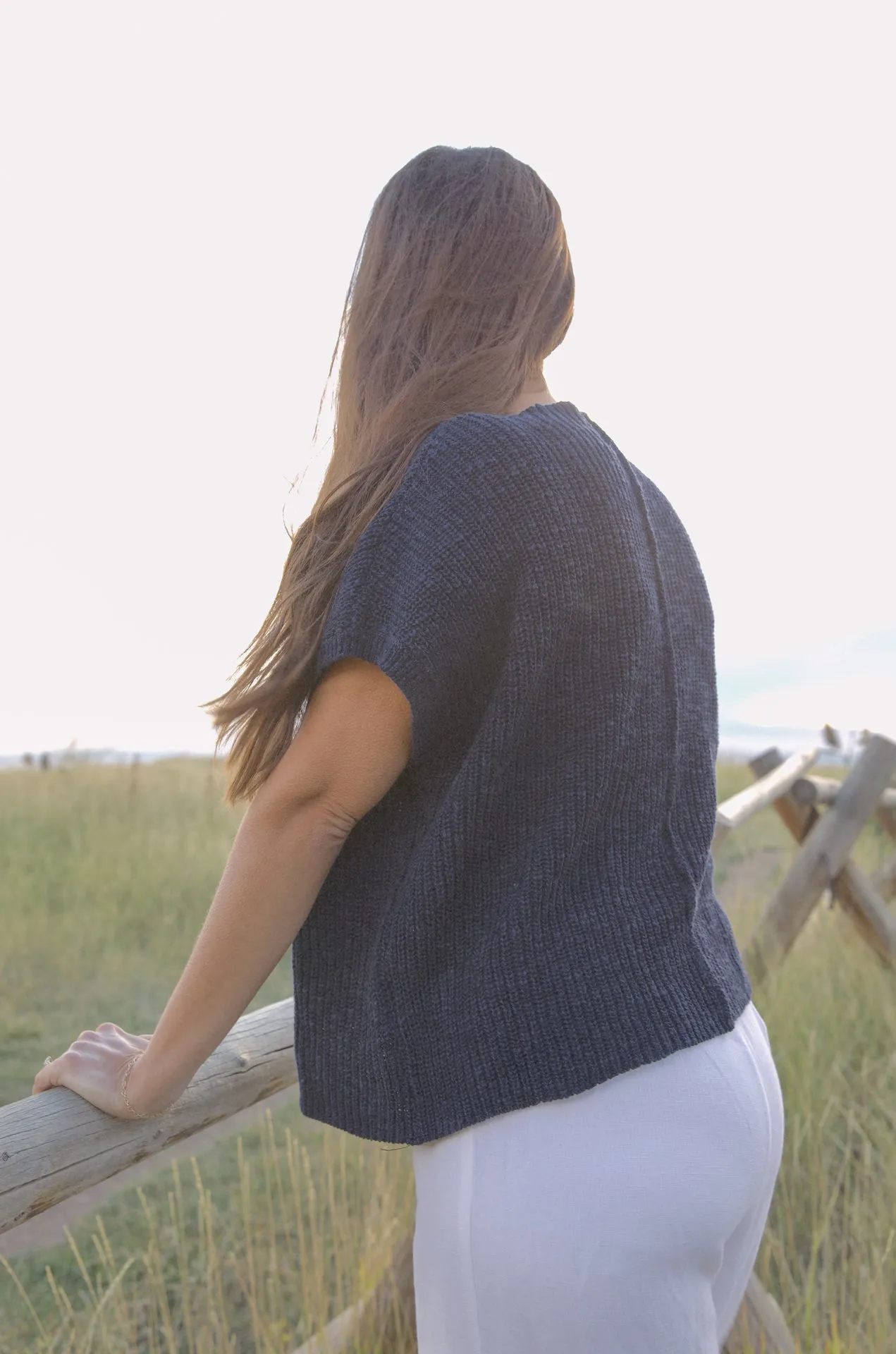 Haven Blue Short Sleeve Sweater