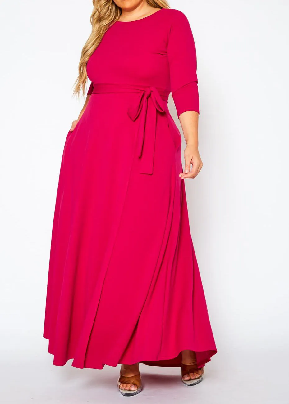 Hi Curvy Plus Size Women Effortless Fit & Flare Maxi Dress