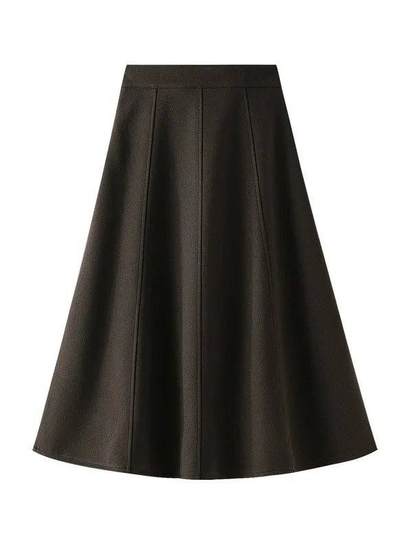 High Waist Stitching Woolen Skirt