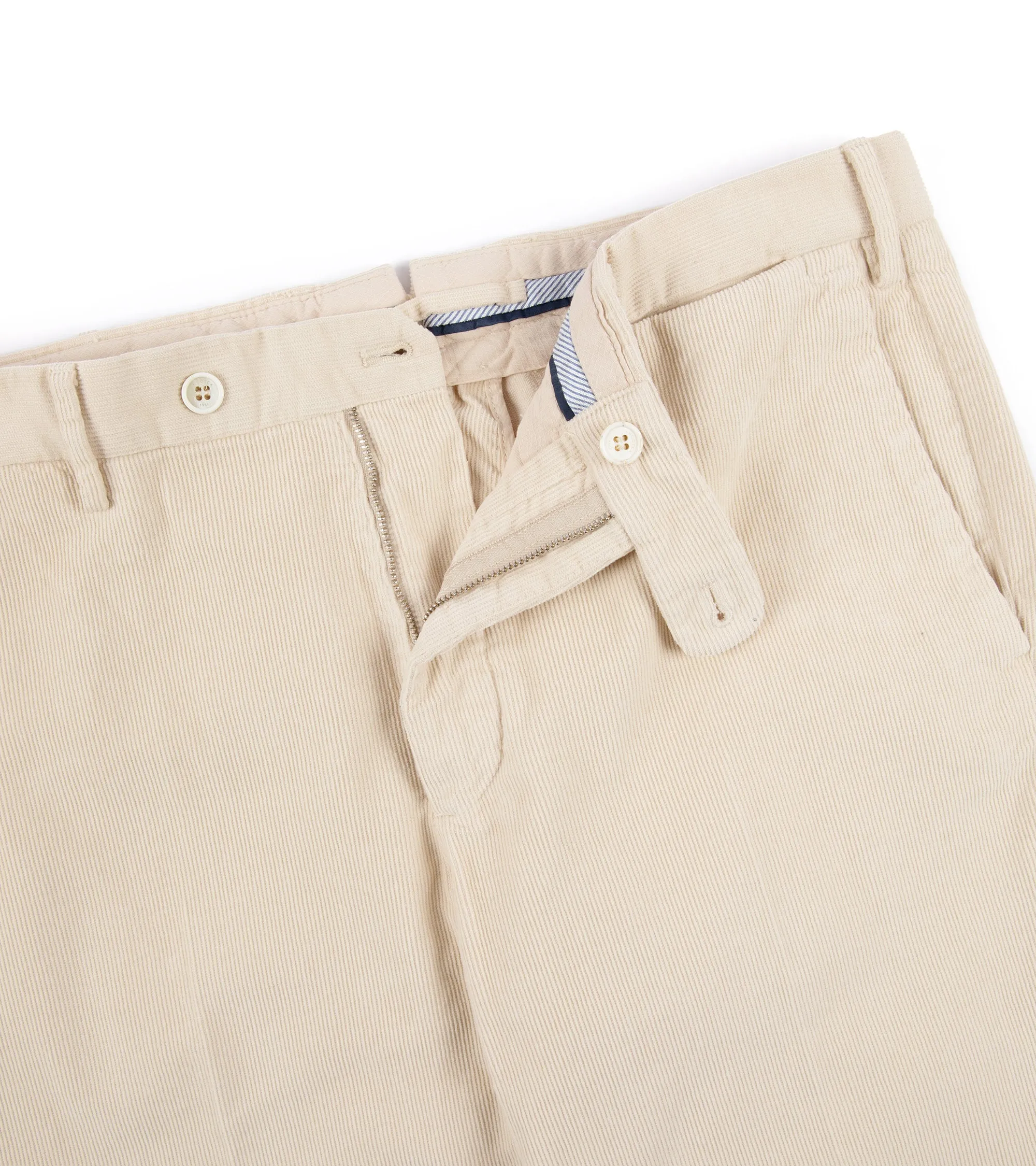 Incotex Regular Cotton Needlecord Trousers: Cream