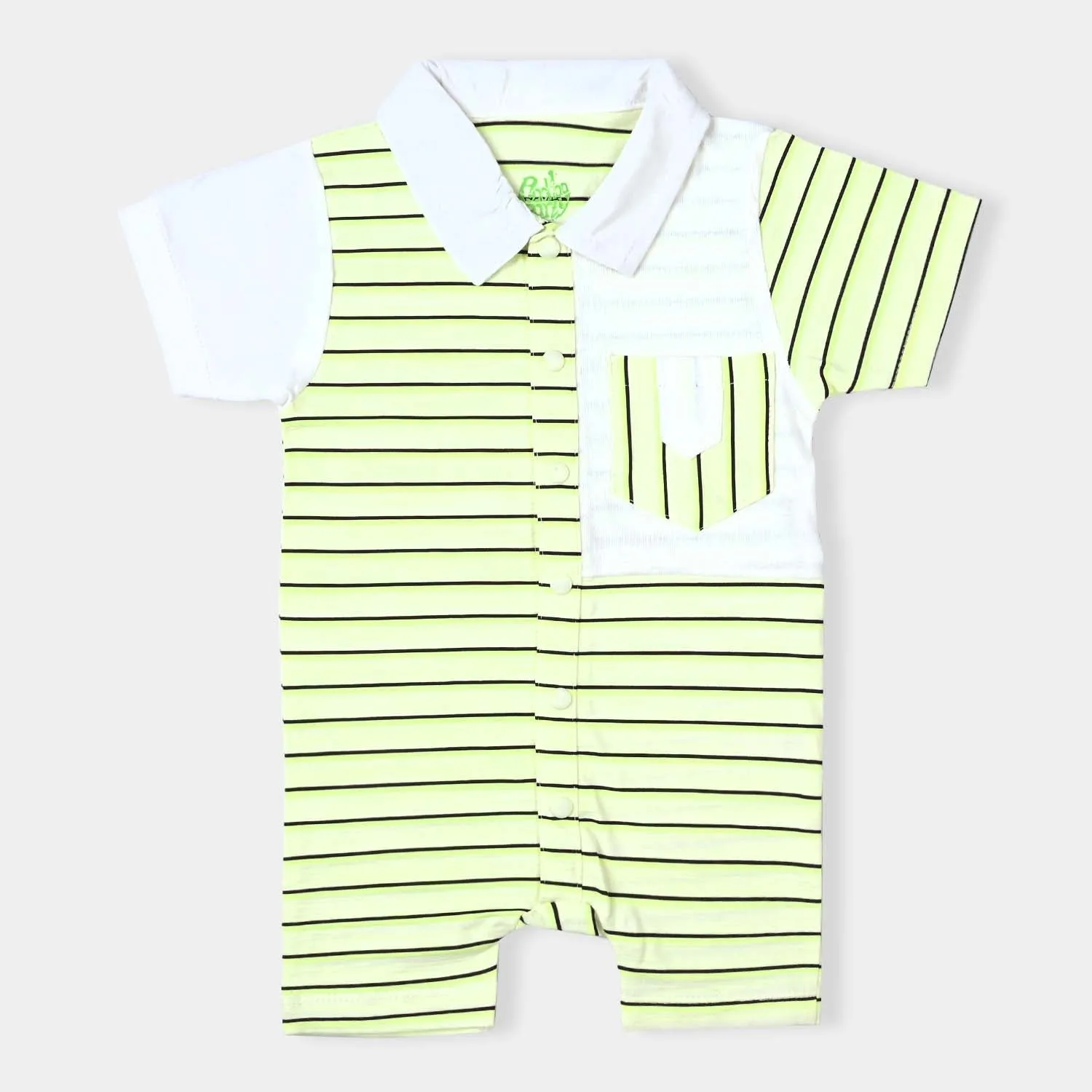 Infant Boys Poly Cotton Jersey Knitted Rompers Double Pocket-White