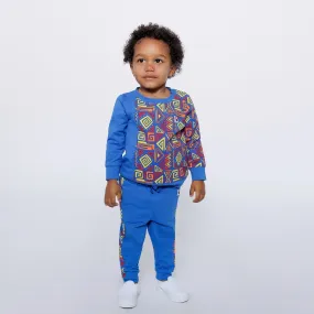 Infant Crewneck Sweatshirt and Jogger Pants Set - Blue Multicolor