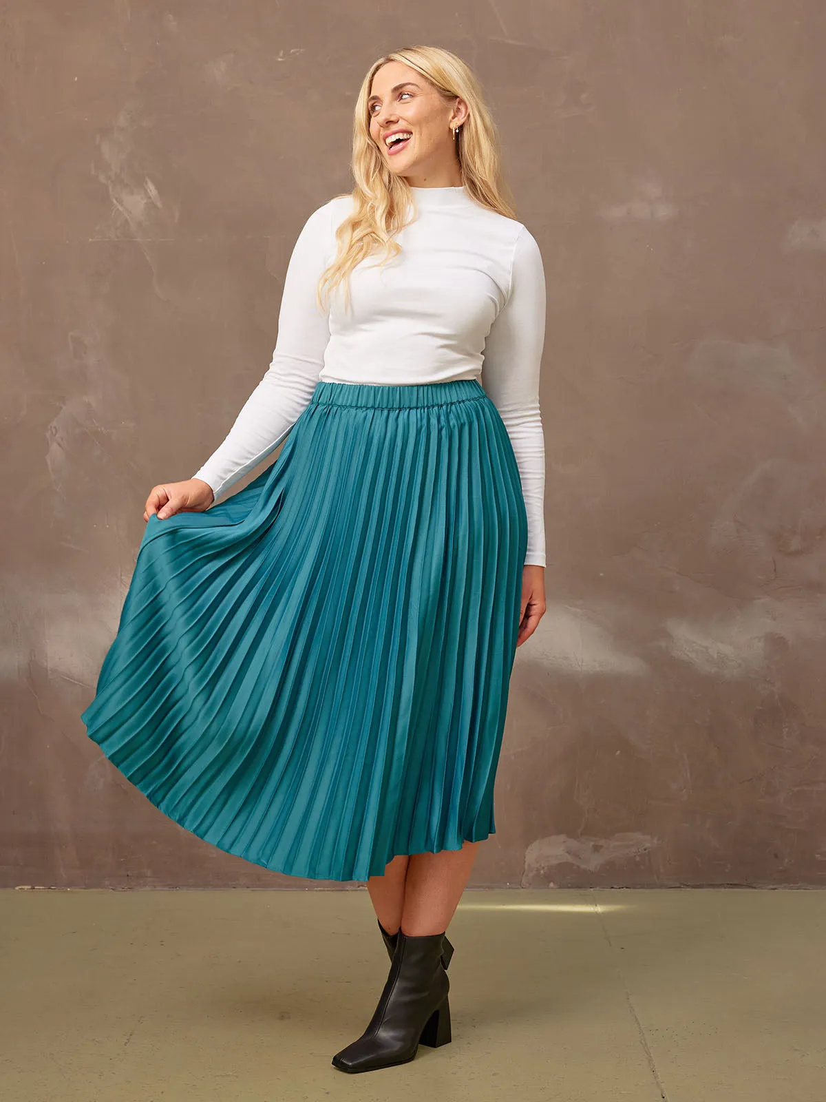 Jane - Pleated Skirt - Teal