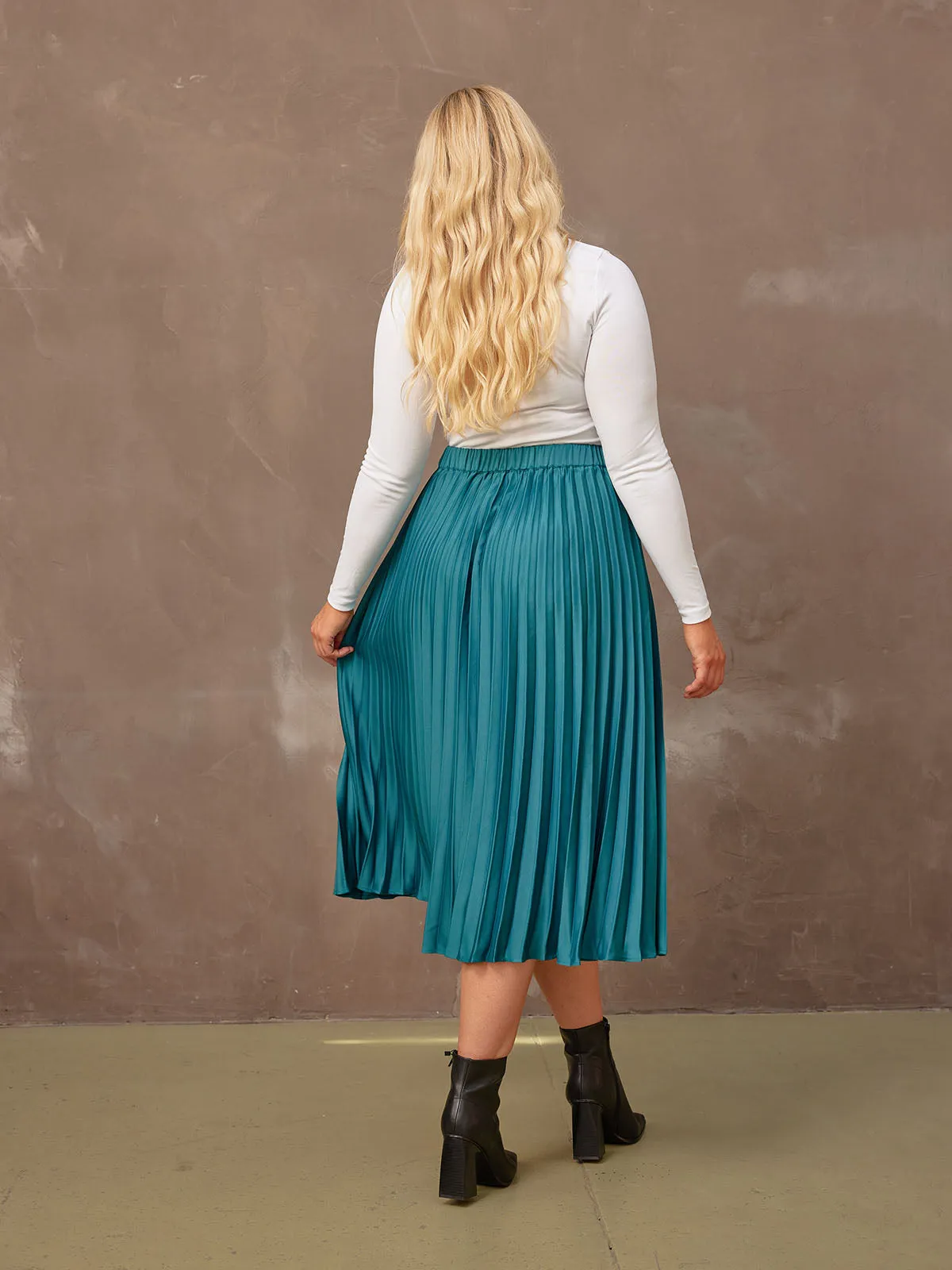 Jane - Pleated Skirt - Teal