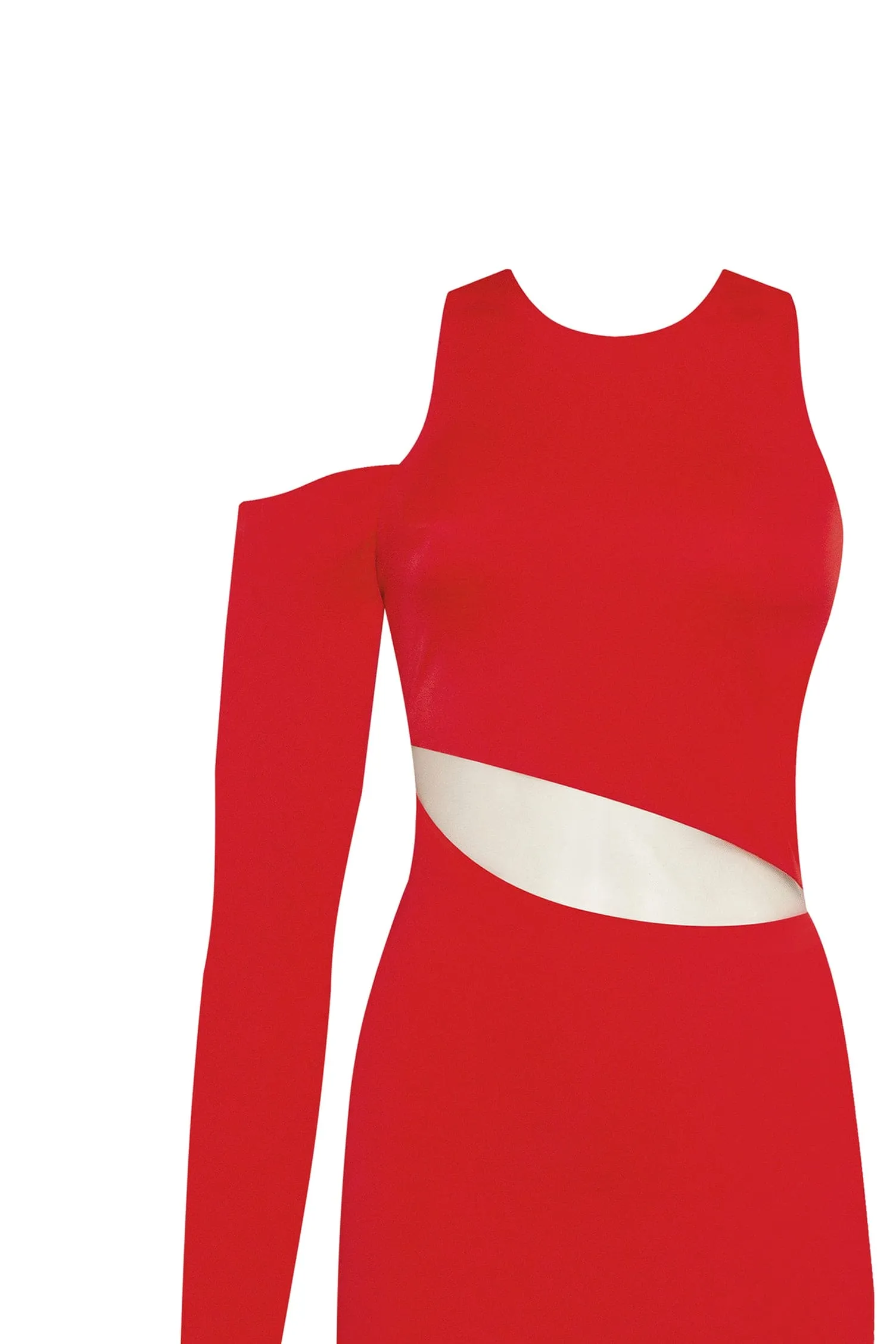 Jaw-dropping asymmetric red midi dress, Xo Xo