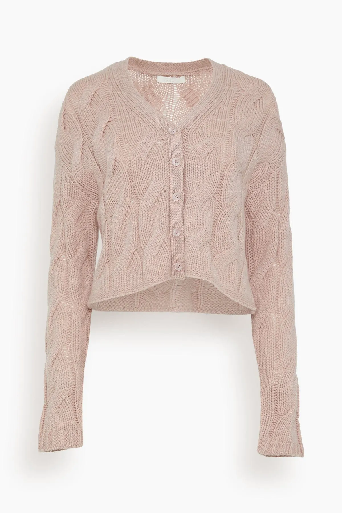 Jolie V-neck Cropped Cable Cardigan in Adobe Rose