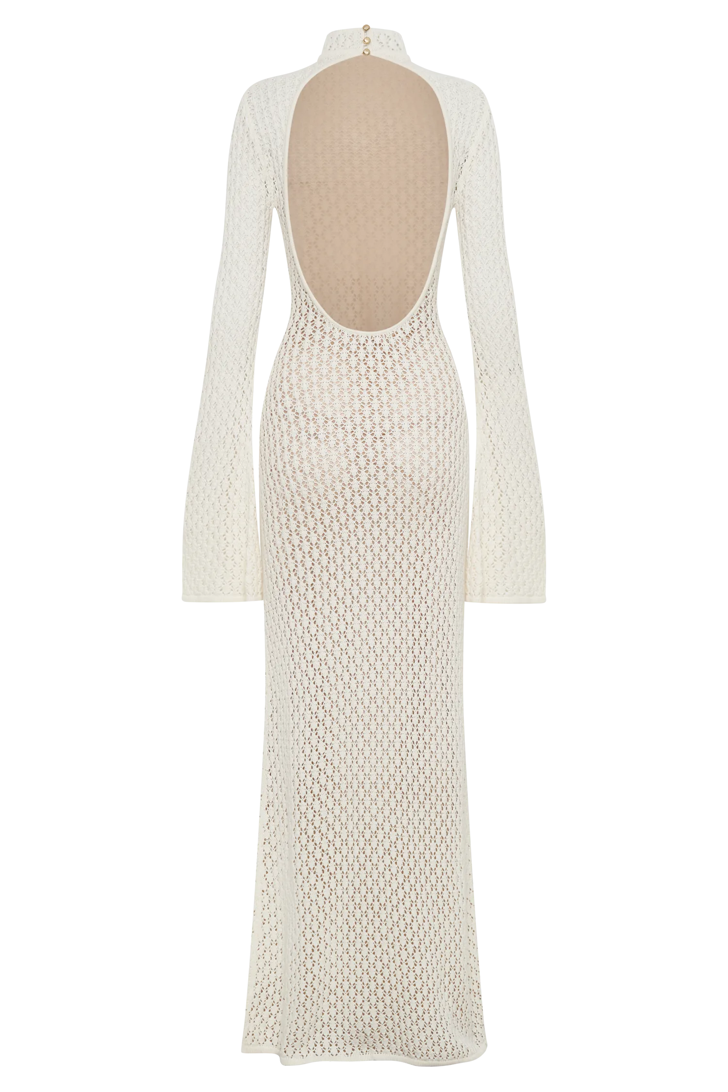 Julia Crochet Open Back Maxi Dress - White