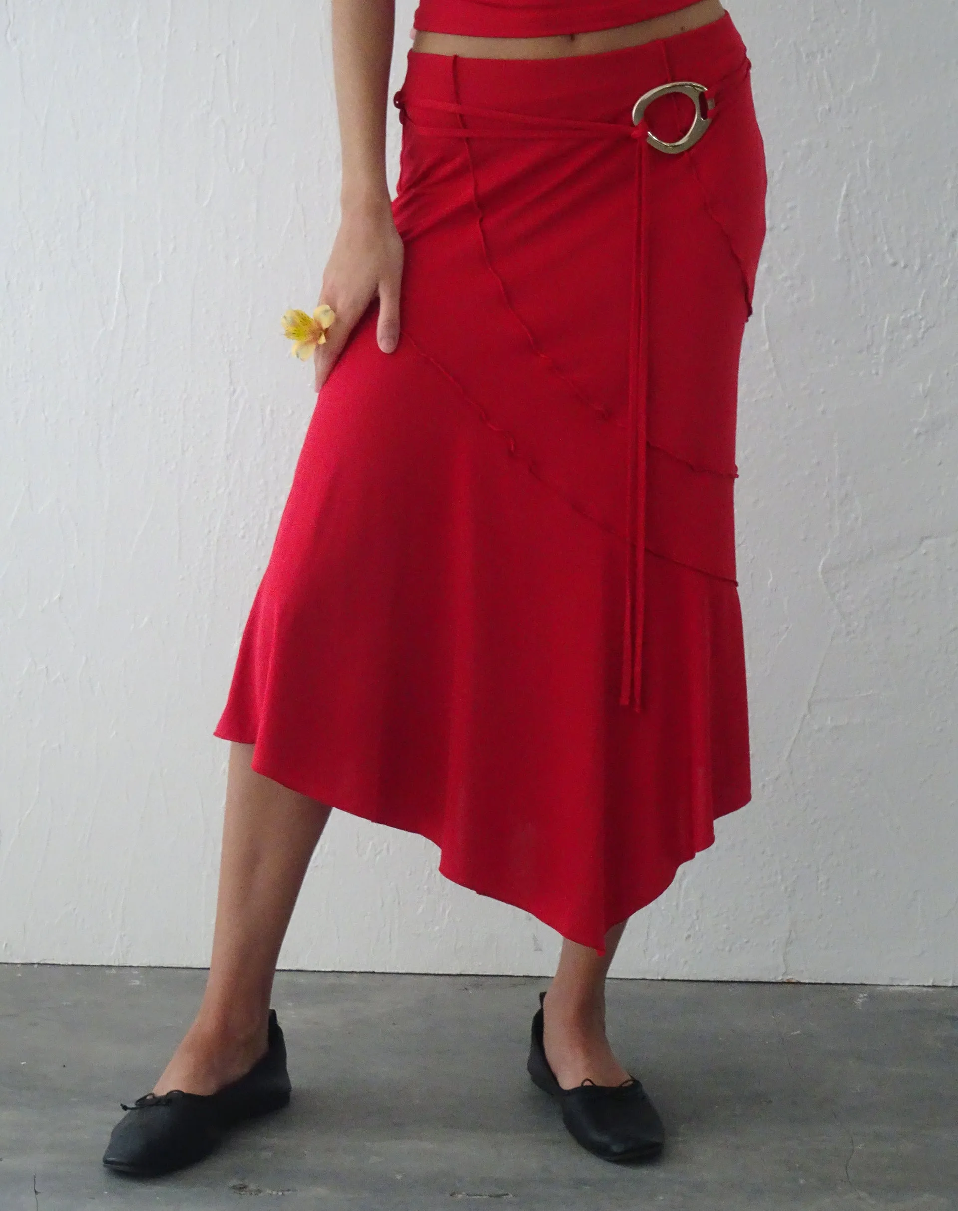 Kimiko Midi Skirt in Red