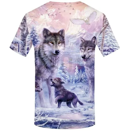 KYKU Brand Wolf T-shirts Men Mountain Tshirt Anime Animal Tshirts Print Forest T shirts Funny Love T-shirt 3d Mens Clothing