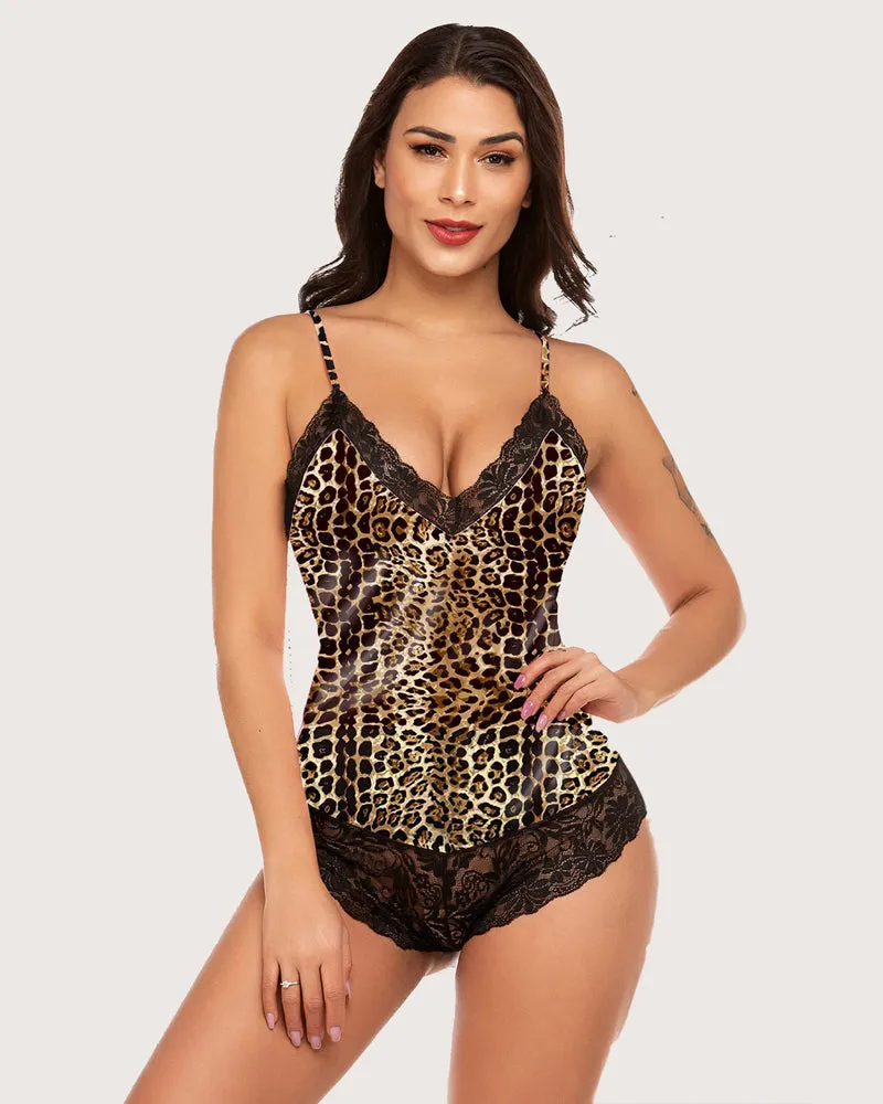 Lace Print Bodysuit Teddy Mini Naughty