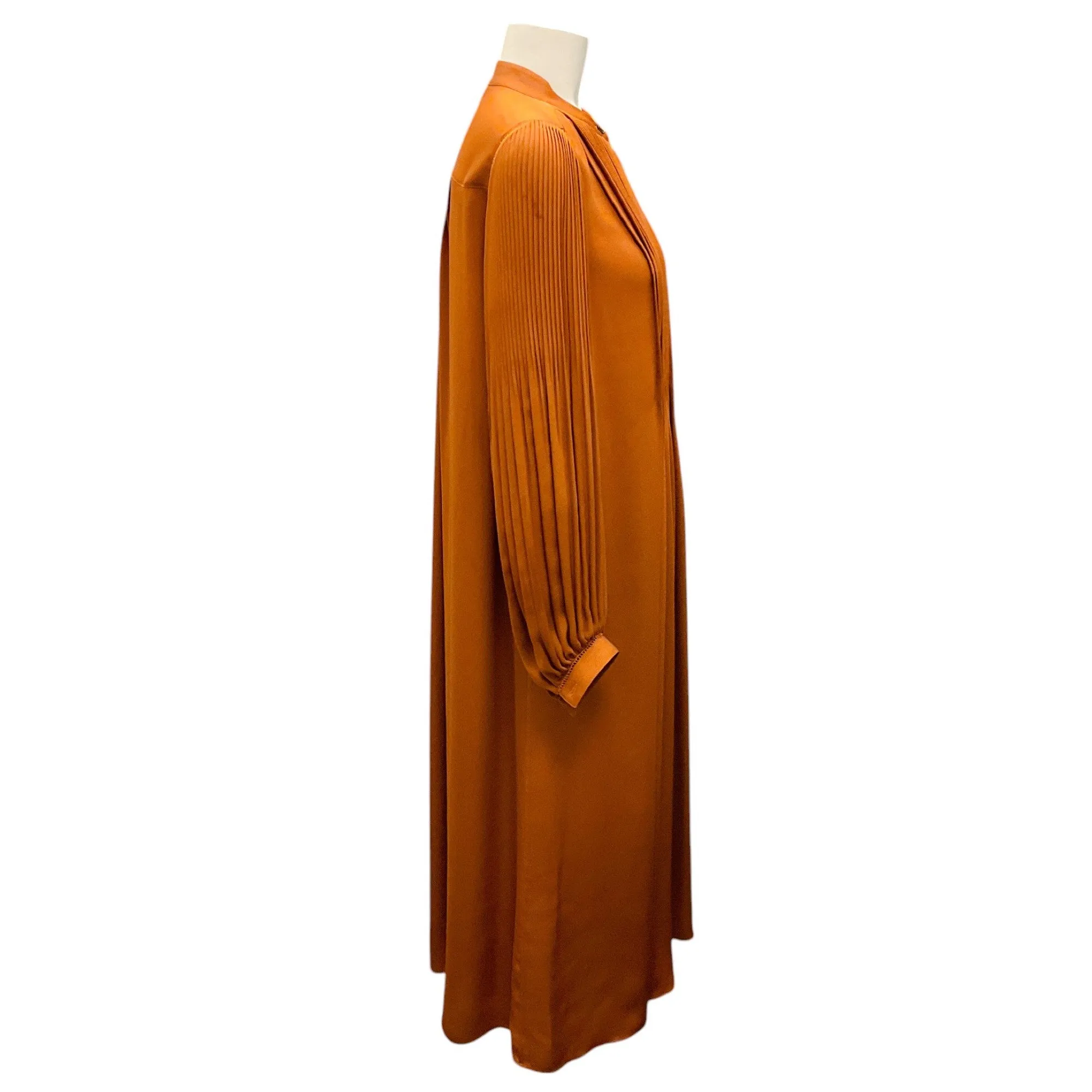 Lafayette 148 New York Copper Pleated Long Sleeved Midi Dress