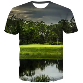 Lawn T-shirt Men Golf Tshirts Novelty Forest Shirt Print Natural T-shirts 3d Game Tshirts Casual