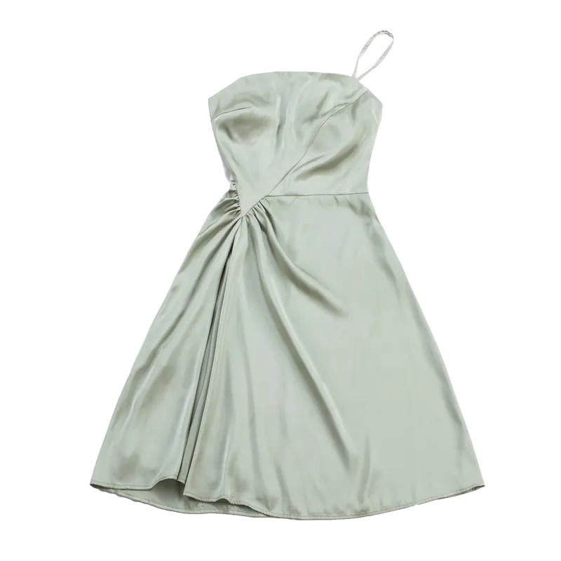 Le Palais Vintage Elegant Sleeveless Green Pleated Draped Cocktail Dress-Bianca