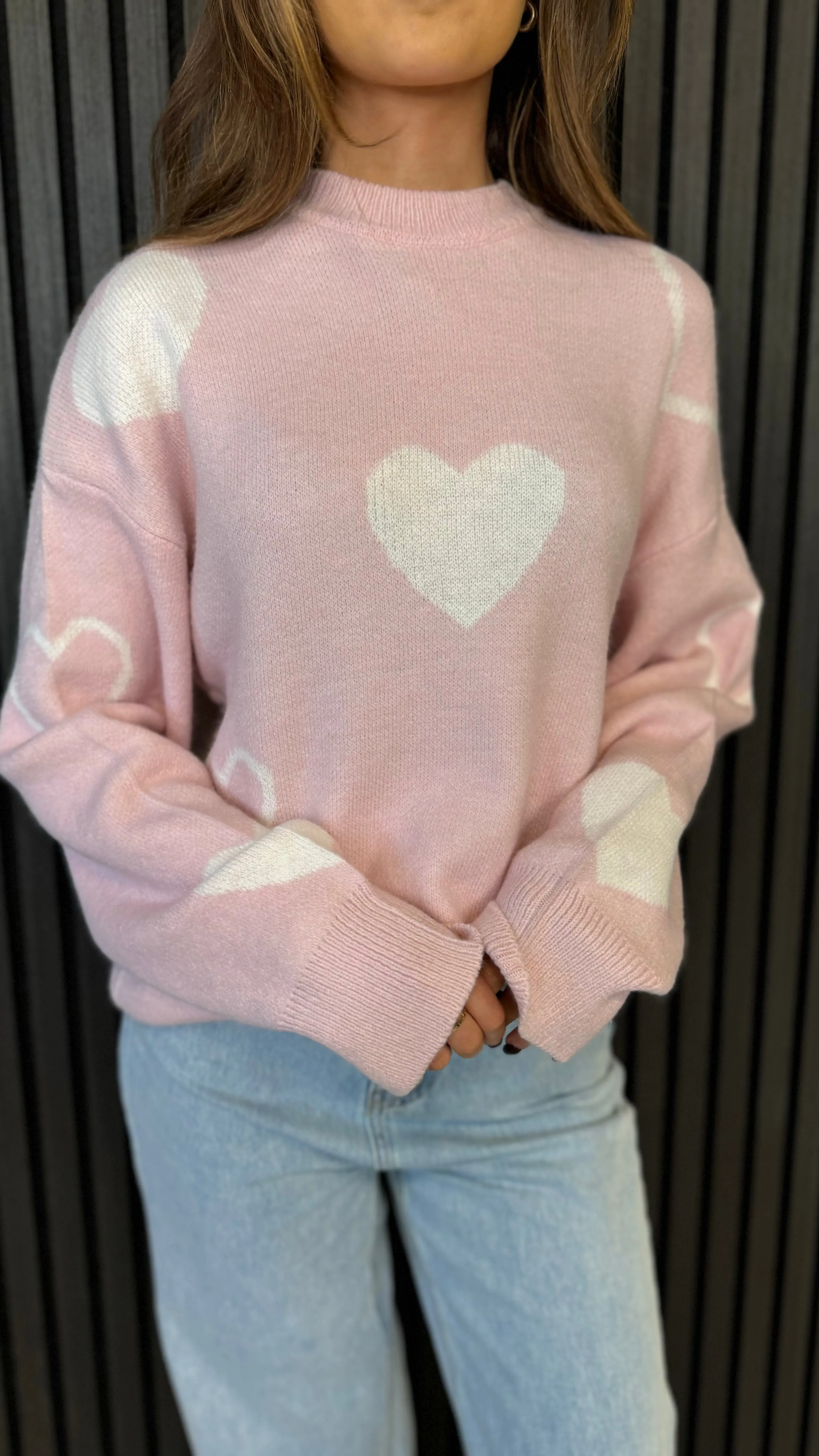 Leonie Pink Heart Printed Jumper