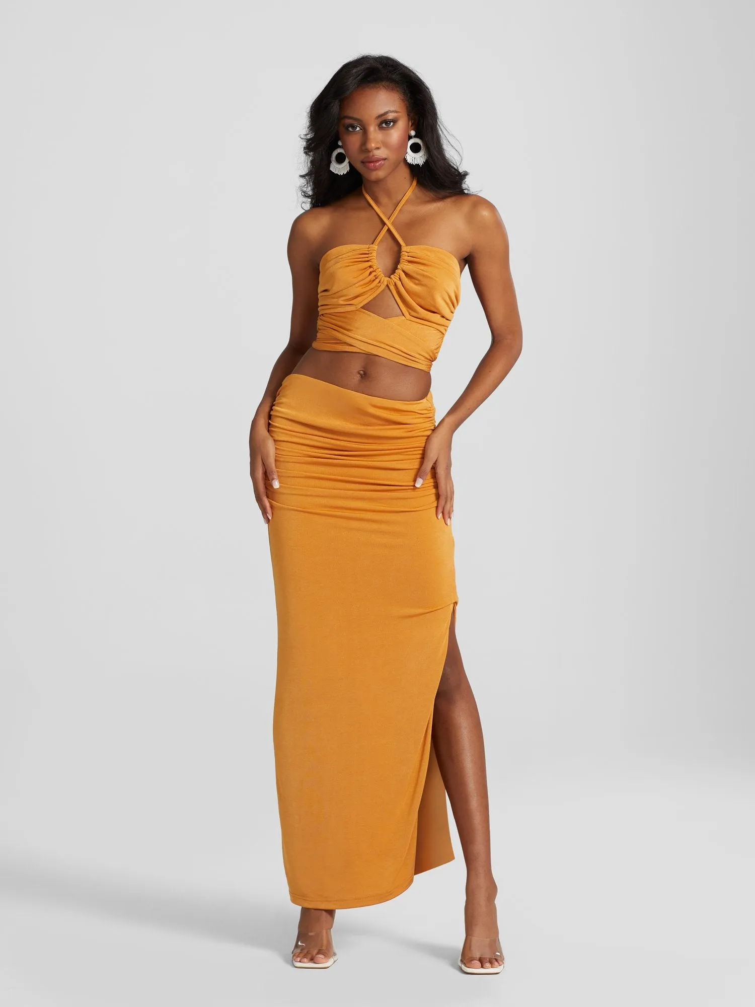 Lesedi Ruched Shimmer Skirt