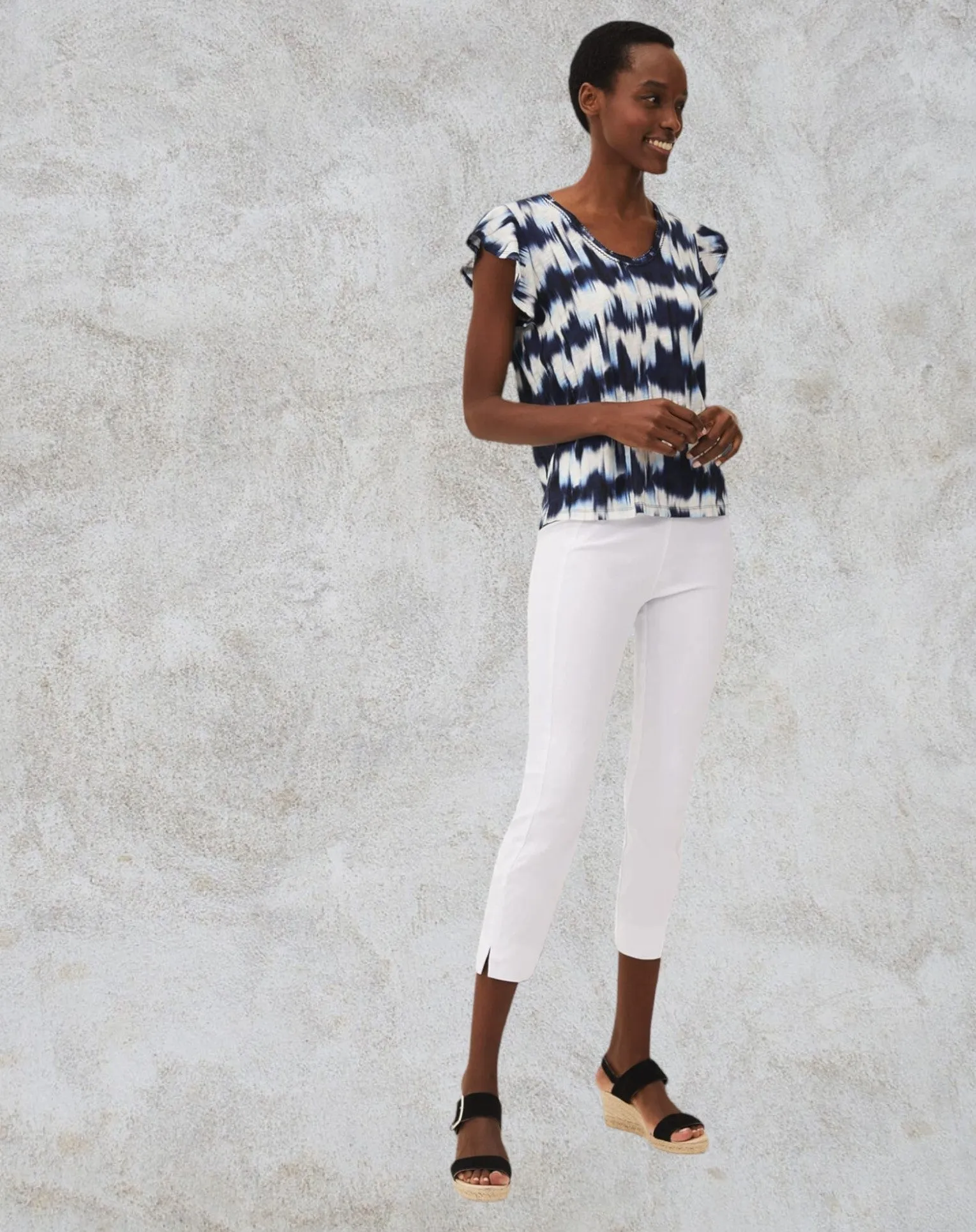 Libra White Cotton Summer Cropped Trousers UK 10 US 6 EU 38