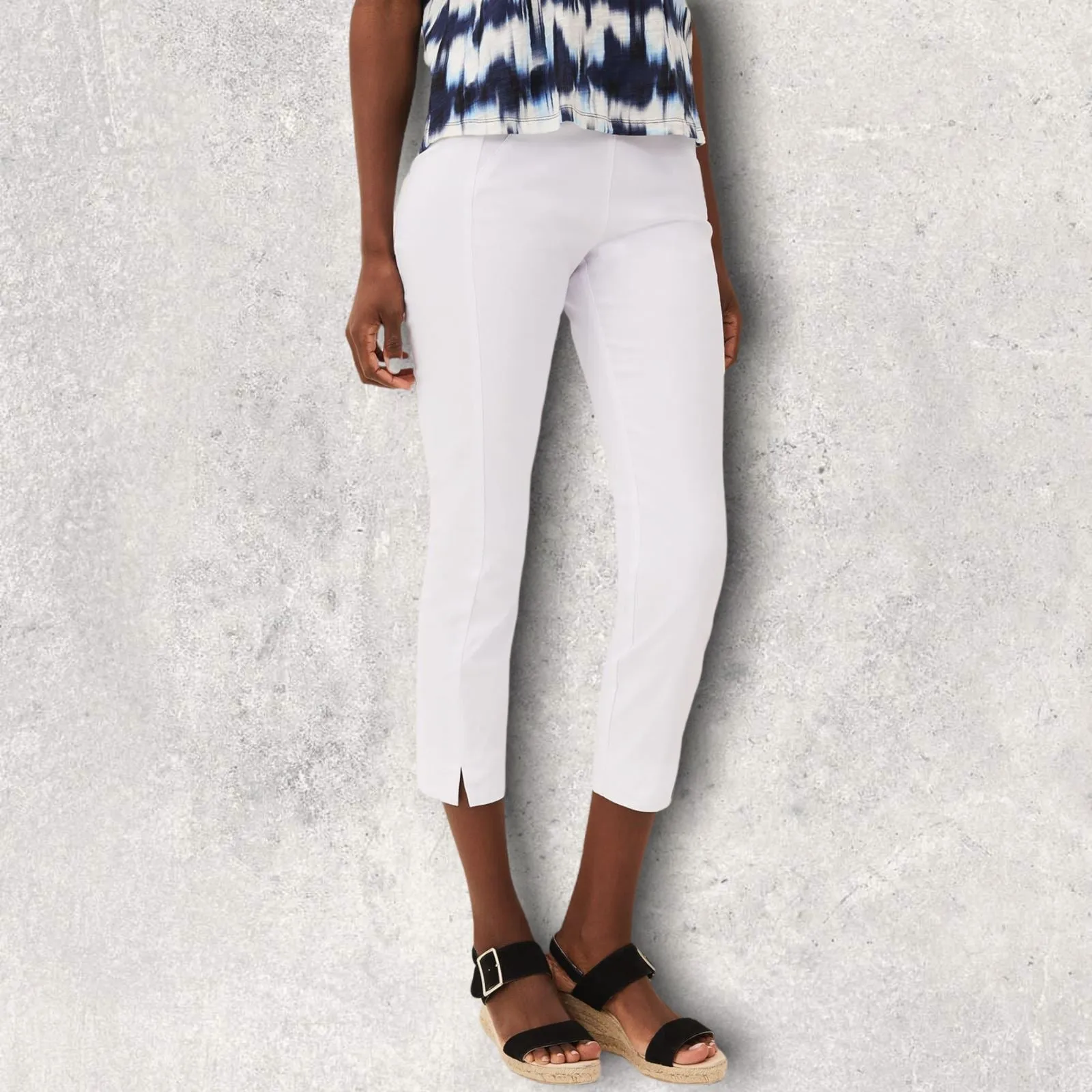 Libra White Cotton Summer Cropped Trousers UK 10 US 6 EU 38