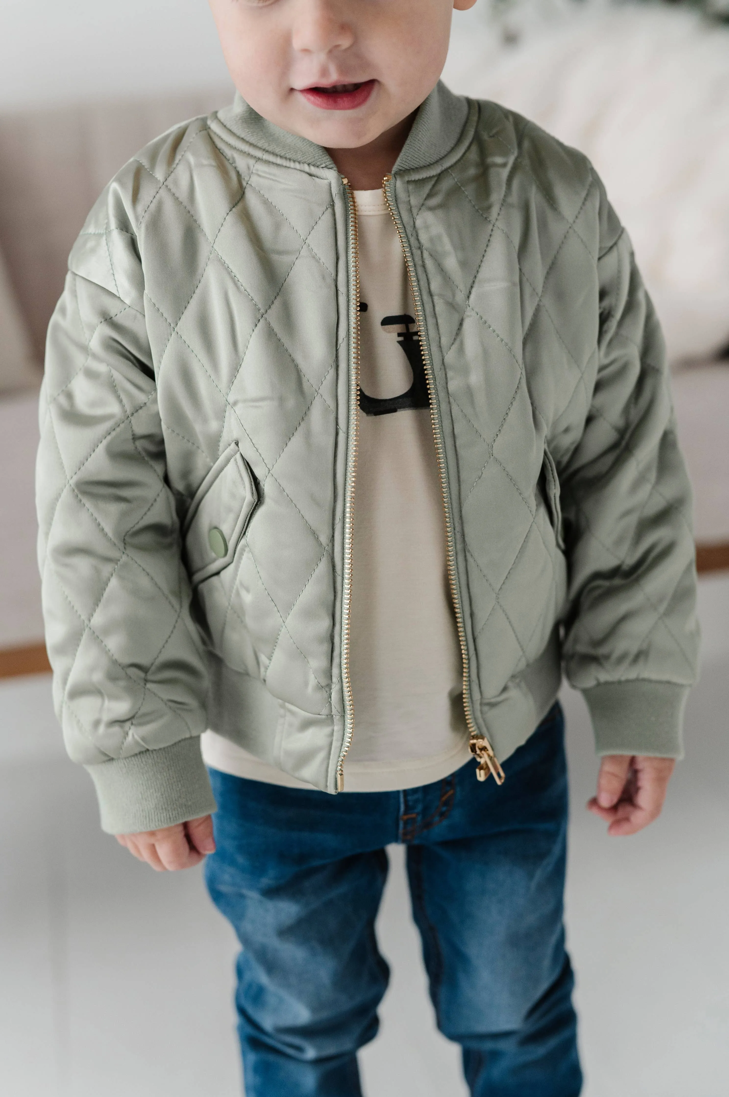 Light Sage Kid's Bomber Jacket