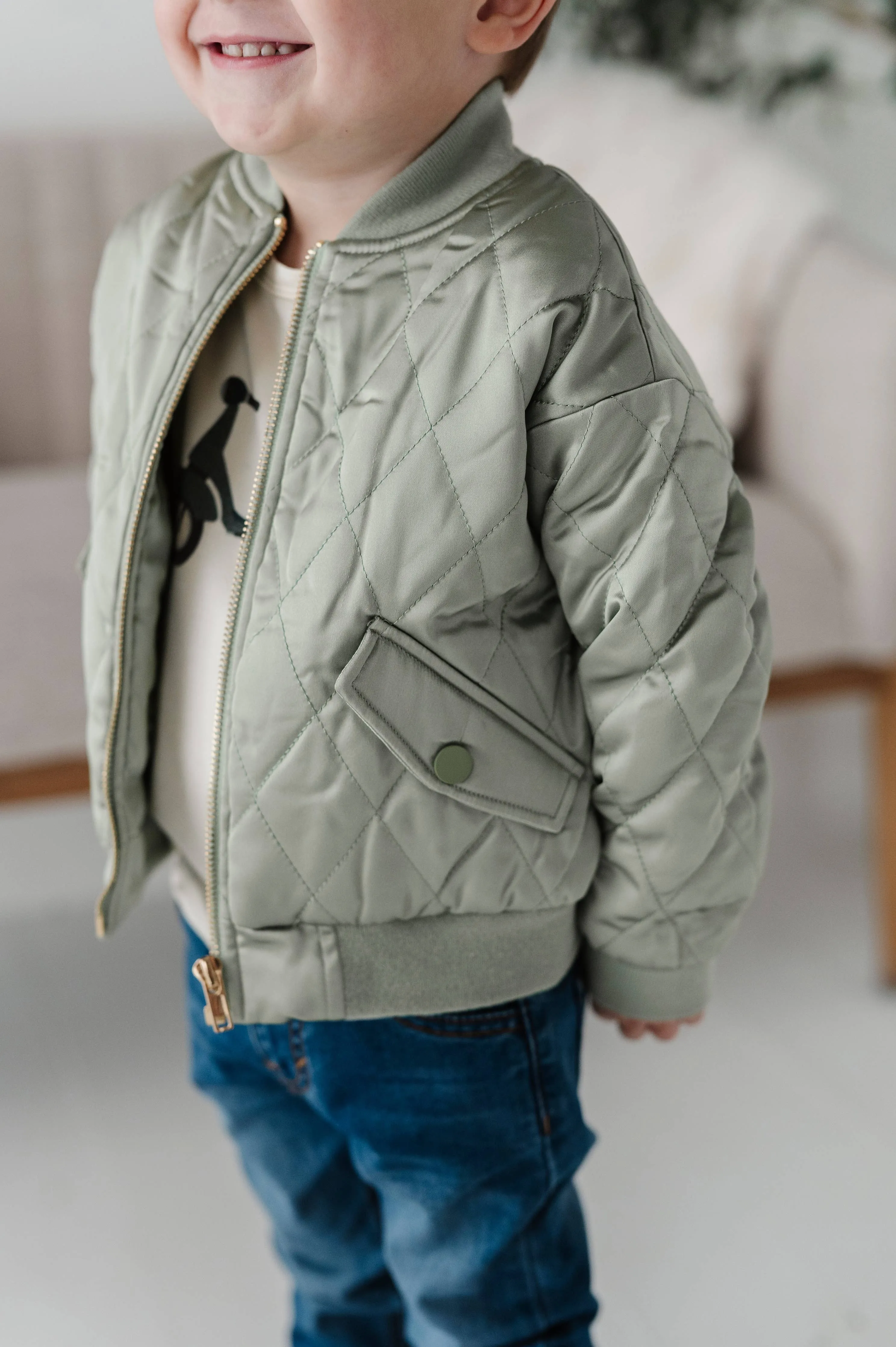 Light Sage Kid's Bomber Jacket