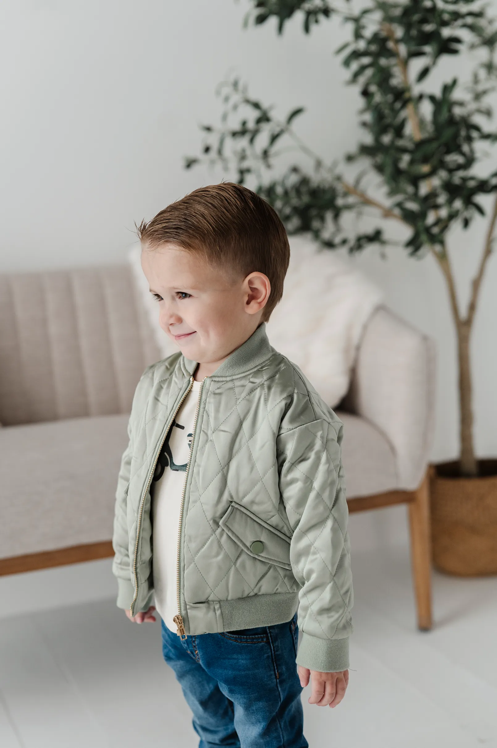 Light Sage Kid's Bomber Jacket