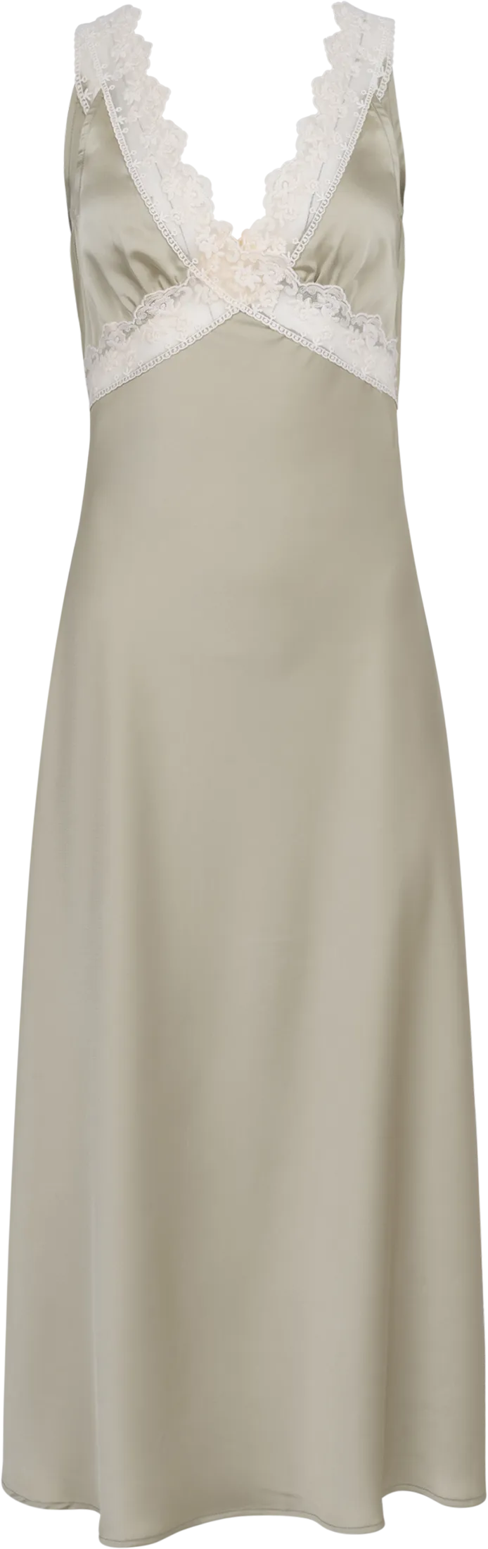 Lilou Satin Maxi Dress - Sage Green