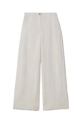 Linen Wide Leg Garment Dyed Trousers