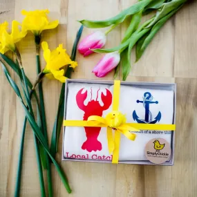 Lobster Local Catch Lobster & Nautical Long Sleeve Romper Gift Set