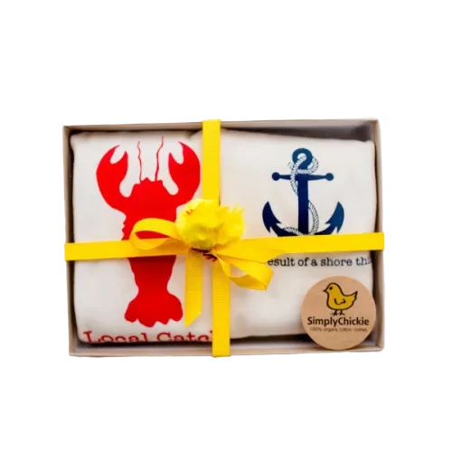 Lobster Local Catch Lobster & Nautical Long Sleeve Romper Gift Set