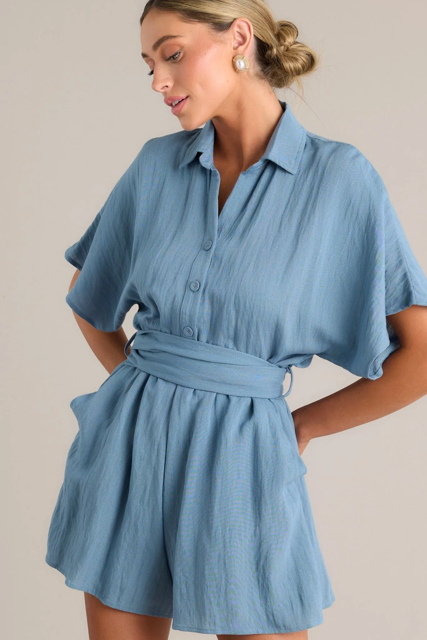 Loving Everyday Short Sleeve Ash Blue Romper