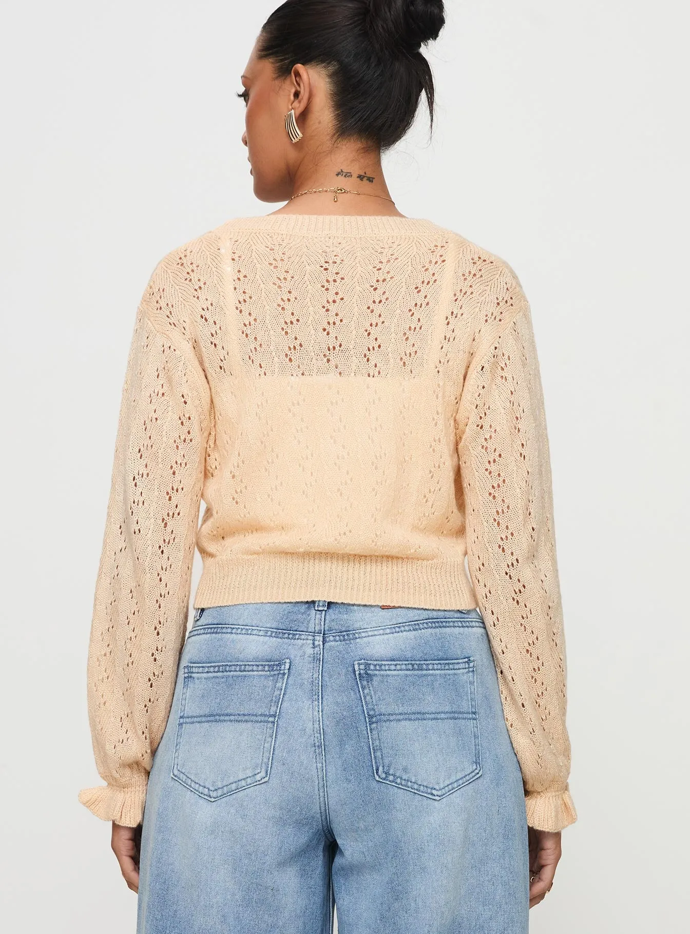 Lyric Cropped Cardigan Beige