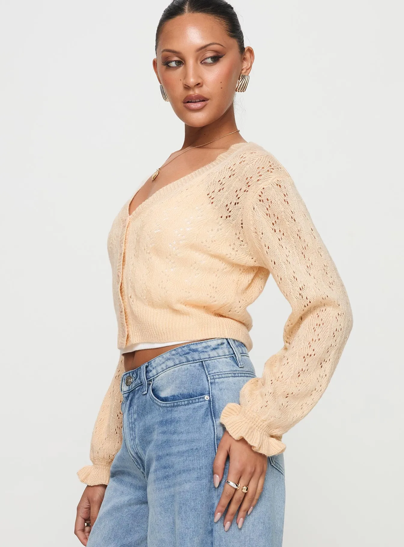 Lyric Cropped Cardigan Beige