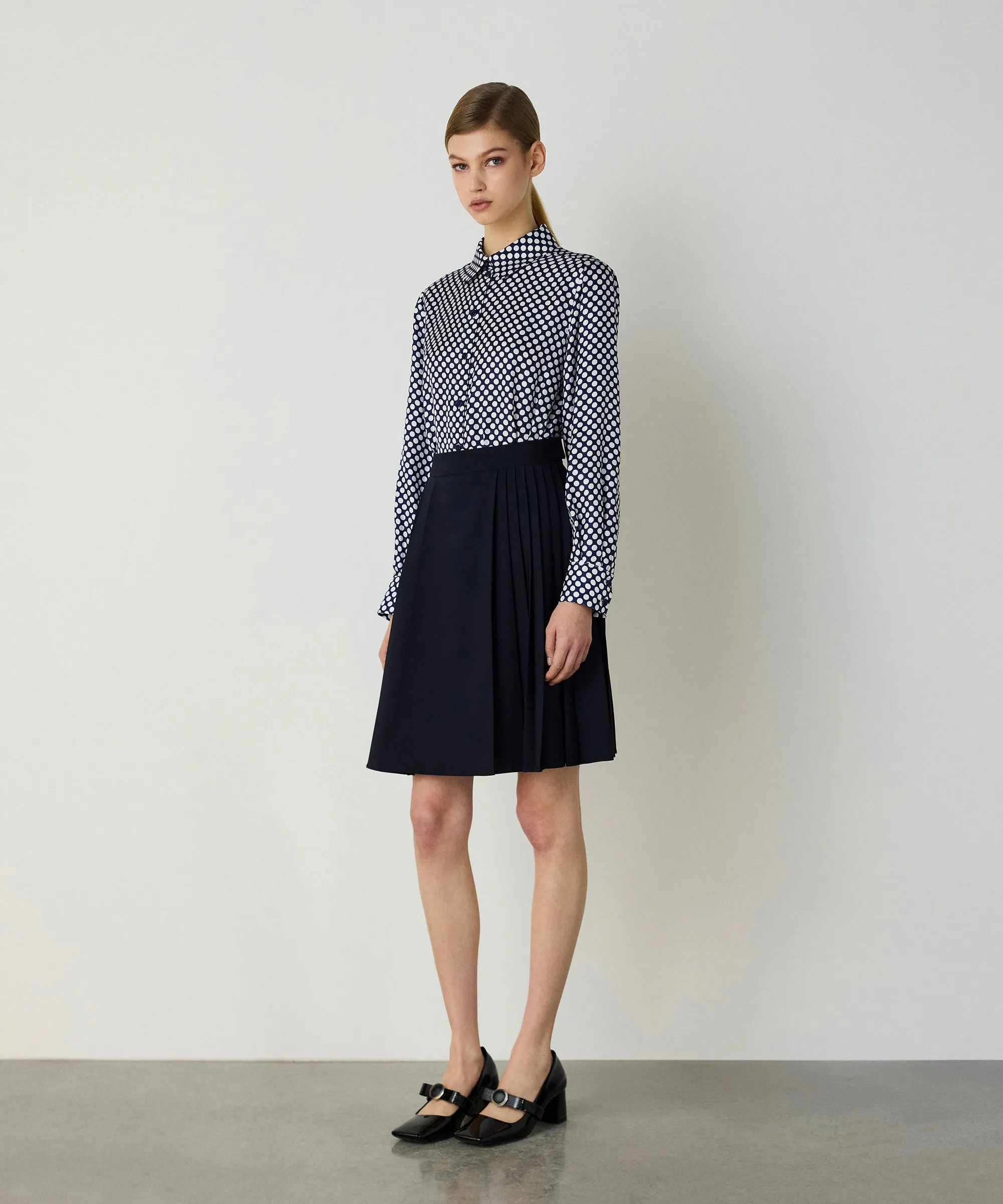 Machka Pleated Skirt Navy