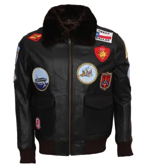 Mens Aviator Jacket Genuine Leather Bomber Jacket