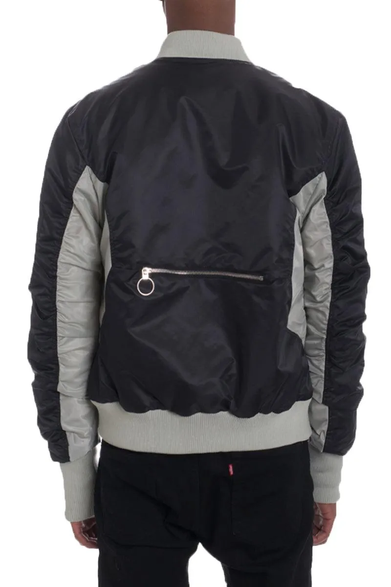 Mens Black Grey Two Tone Bomber Jacket