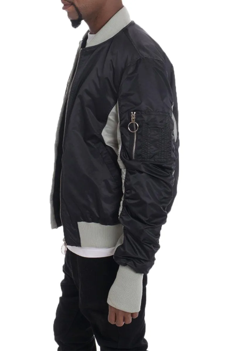 Mens Black Grey Two Tone Bomber Jacket