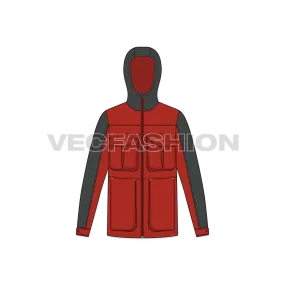 Mens Hiking Jacket Flat Template