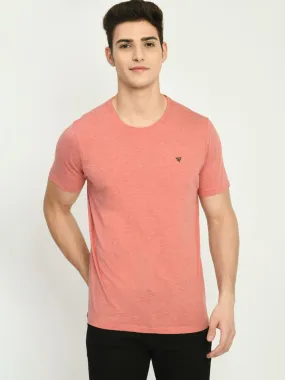 Men's Red Solid Crew Neck Casual T-Shirt