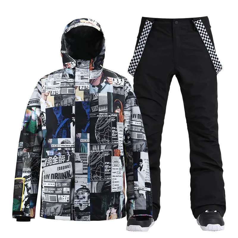 Men's SMN Winter Urban Practical Freestyle Ski Snowboard Jacket & Pants Set