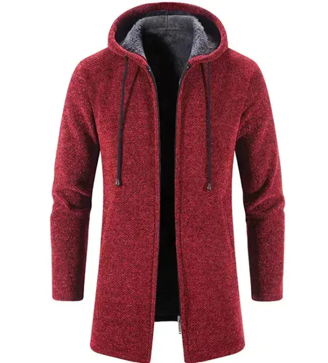 Men's Versatile Fleece-Lined Hoodie Cardigan