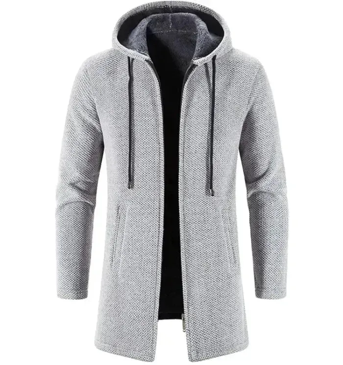 Men's Versatile Fleece-Lined Hoodie Cardigan