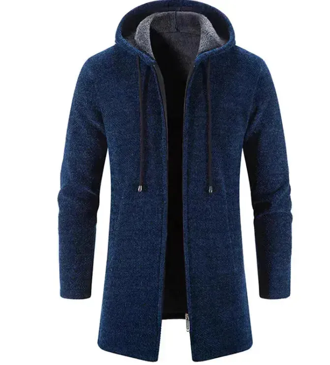 Men's Versatile Fleece-Lined Hoodie Cardigan