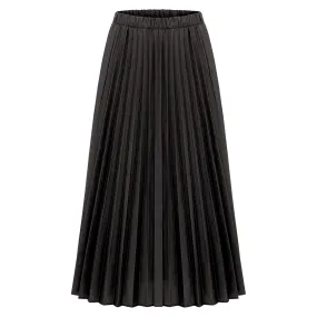 Midi Pleated Skirt - Black