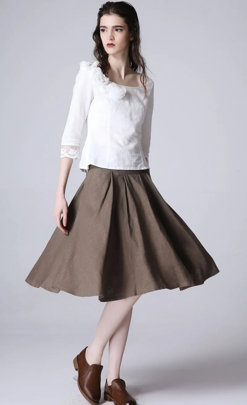 Mini linen dress women skirt 1193