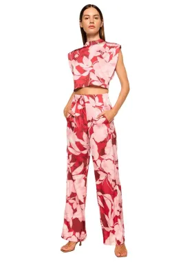 MISA Rita Satin Printed Pants - Flora Rosada Satin