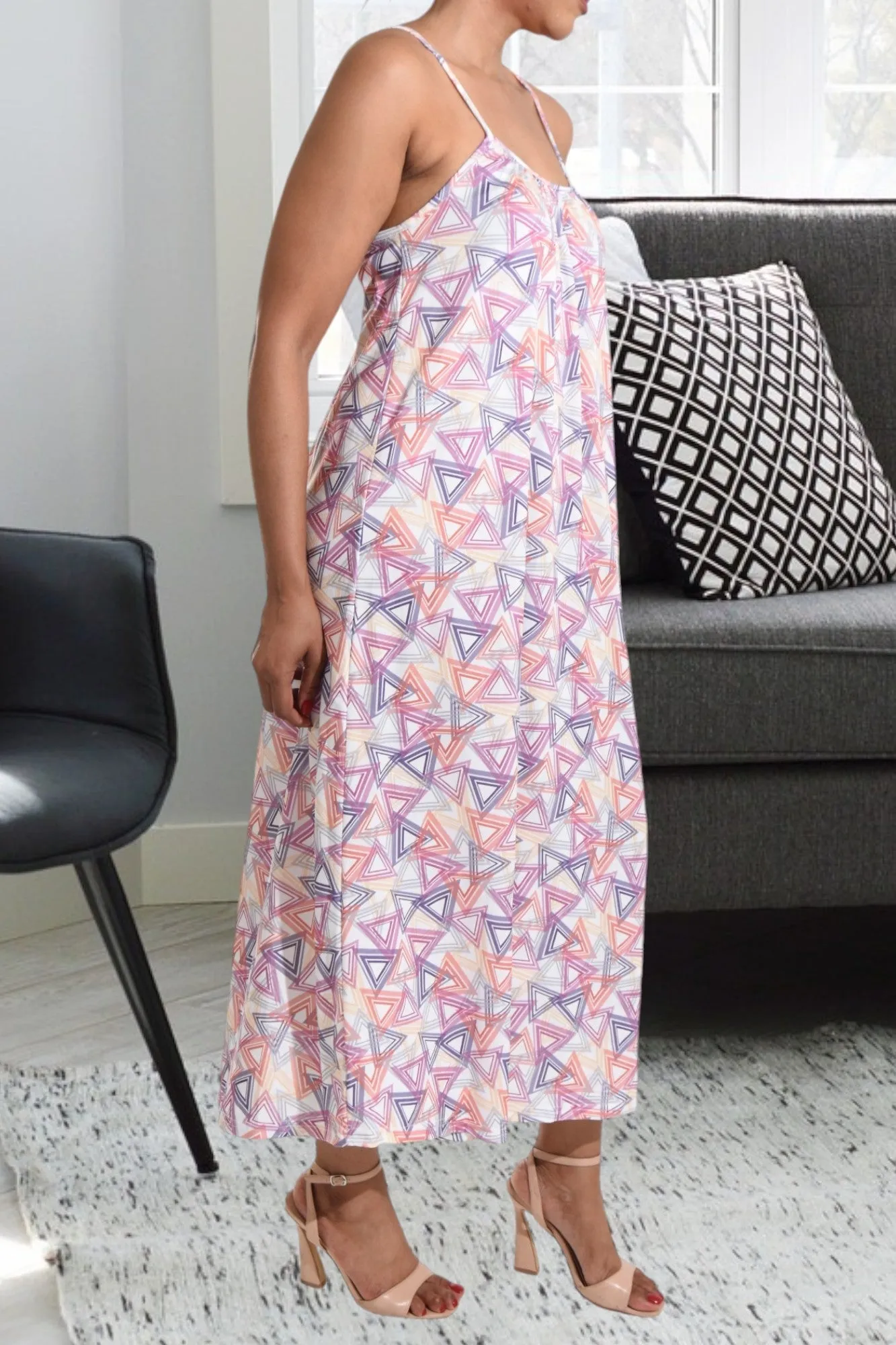 Multi Print Strappy Maxi Dress