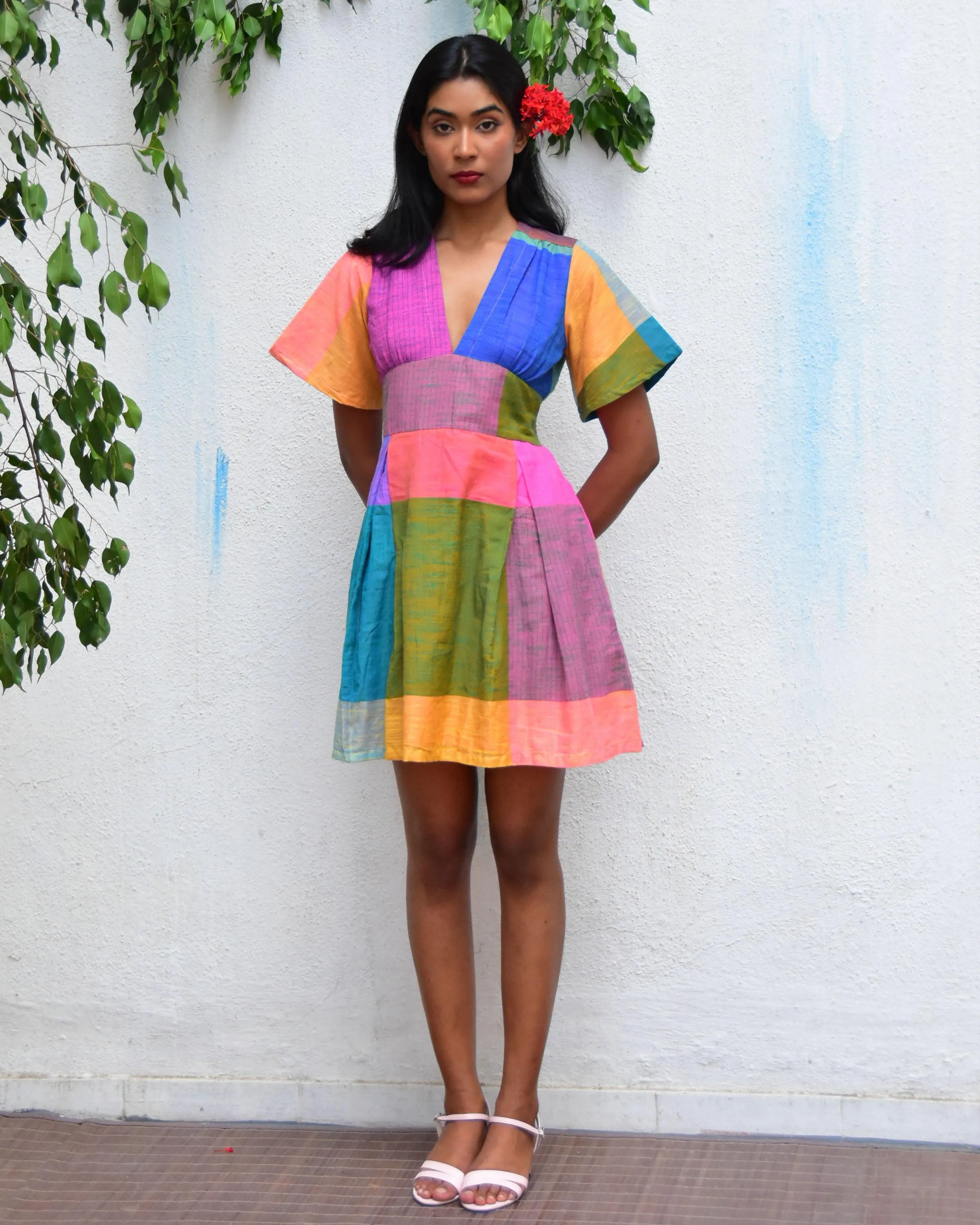 Multicolor Mirage Handwoven Cotton Dress - Rc