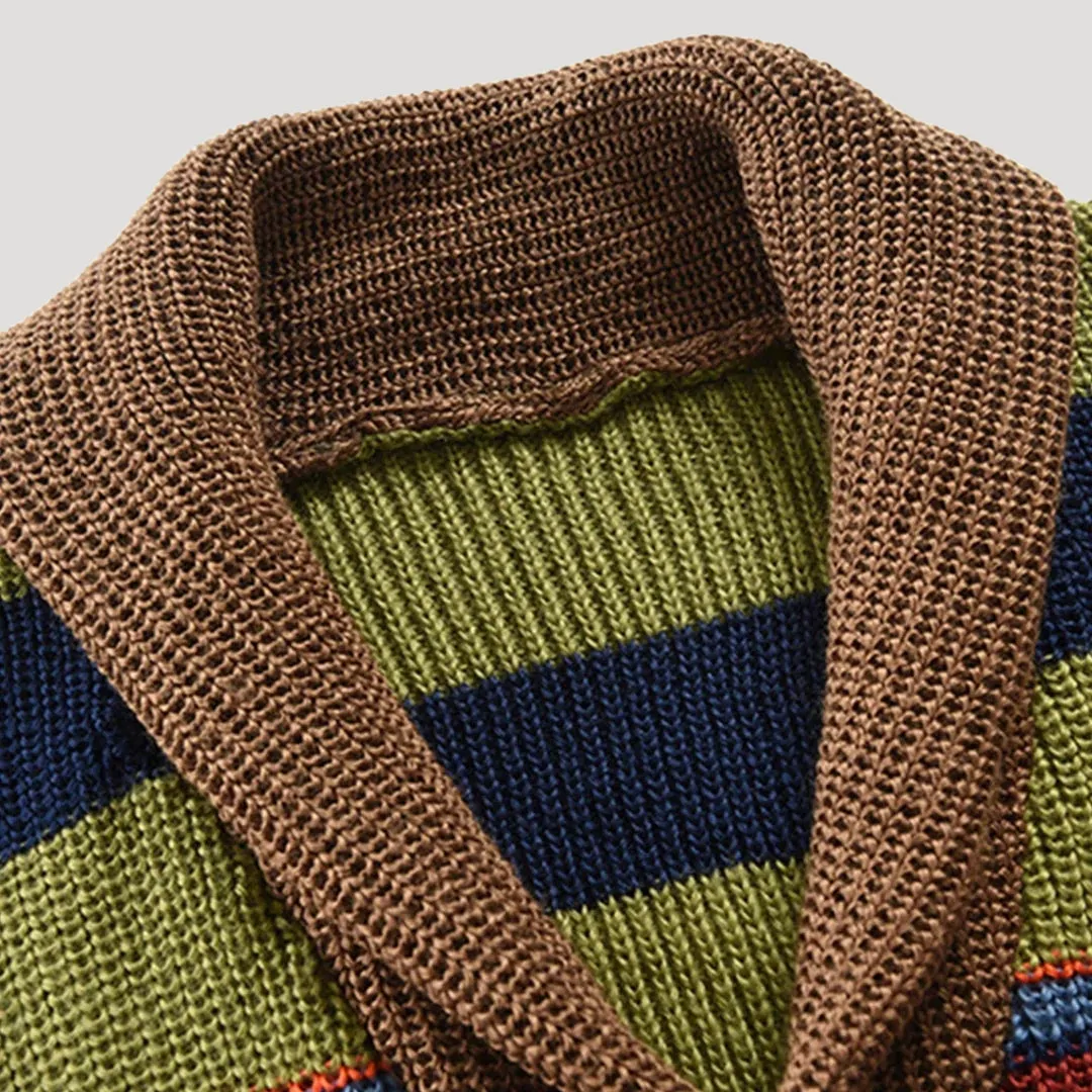 Multicolour striped knit cardigan