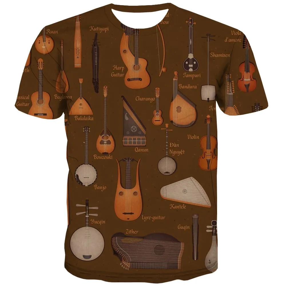 Music T-shirt Men Instrument Tshirt Printed Retro Tshirts Cool Electronic Shirt Print